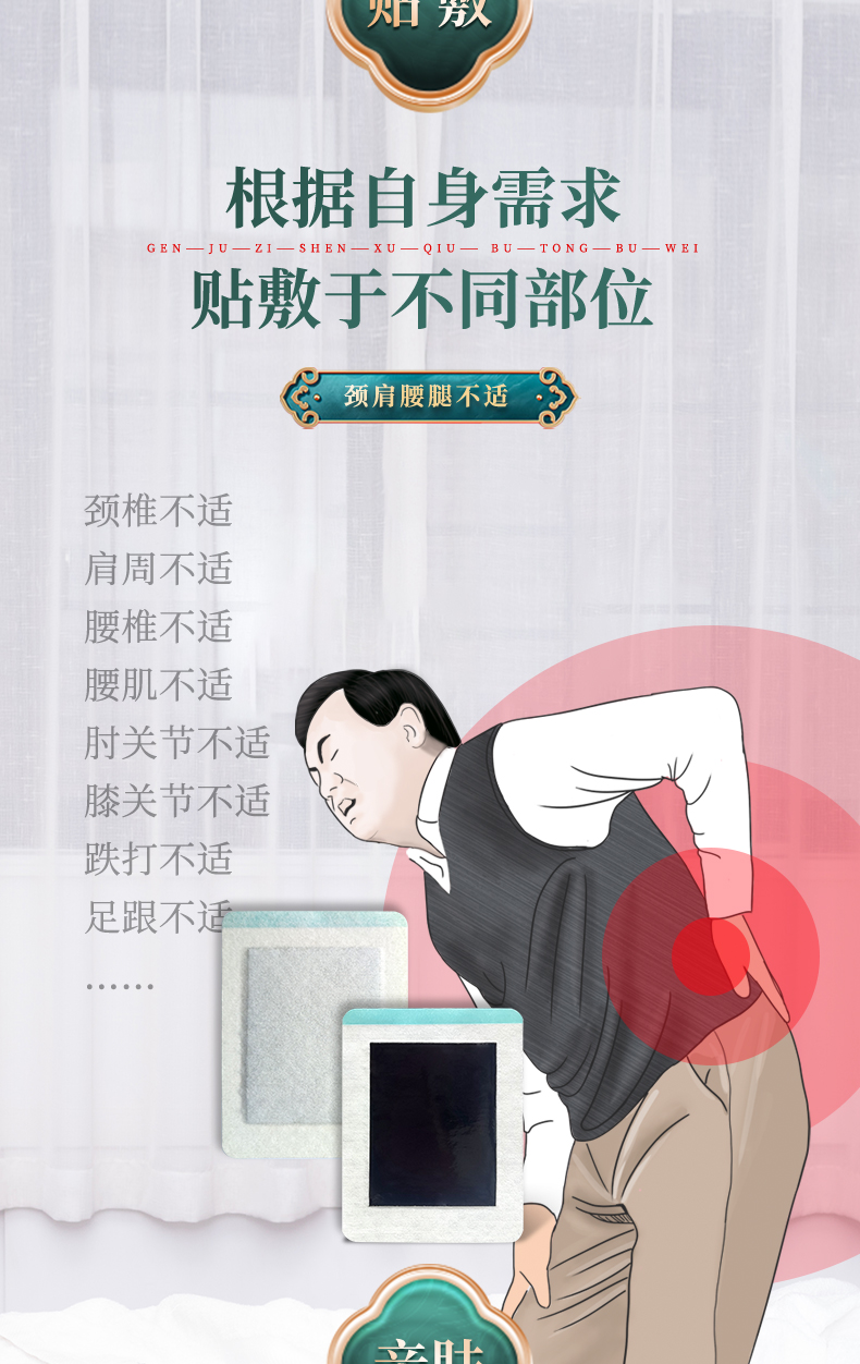 根據(jù)自身不適的情況，按需求貼敷